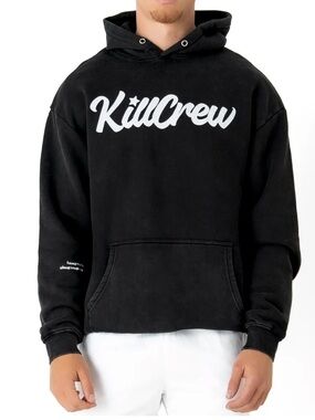 KILL CREW OVERSIZED SCRIPT HOODIE BLACK/WHITE - M
